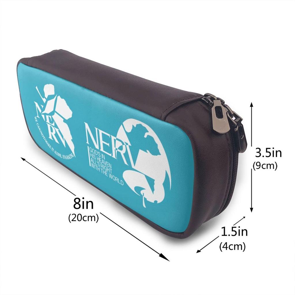 Lonsan PU Stationery Large Lightweight Simple and Stylish for Students and School and Office Genesis Evangelion Case, Capacity, Design, Gusseted,