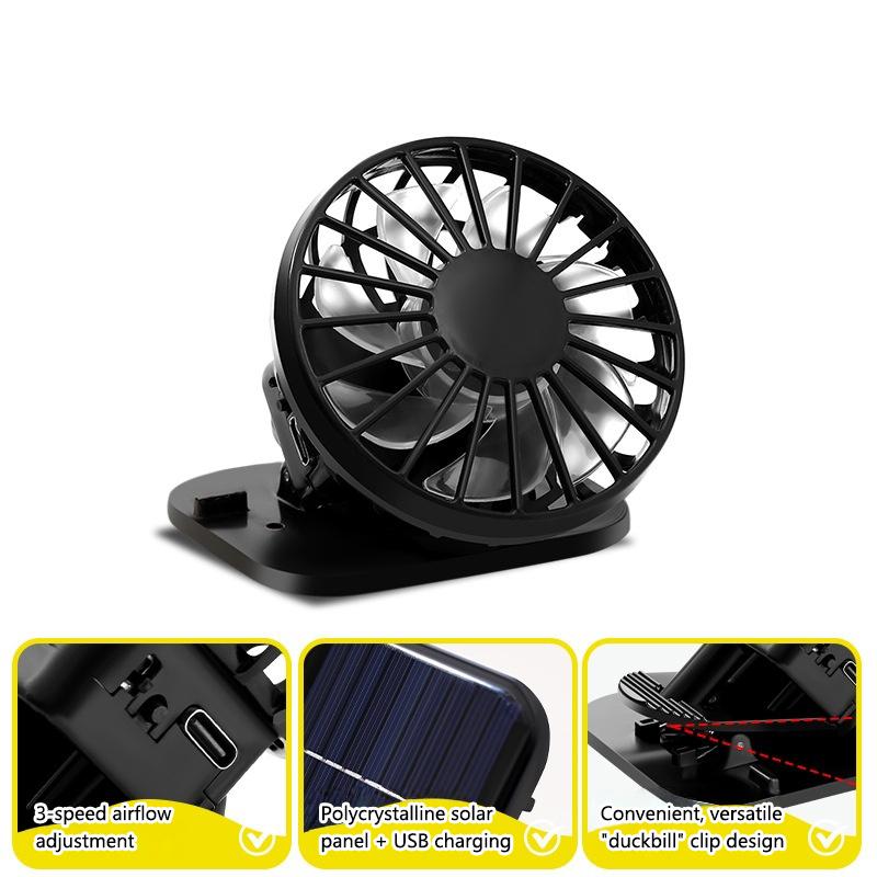 Lenovo Clip On Fan Solar Powered USB Rechargeable High Powered Cooling Handheld Outdoor Fan