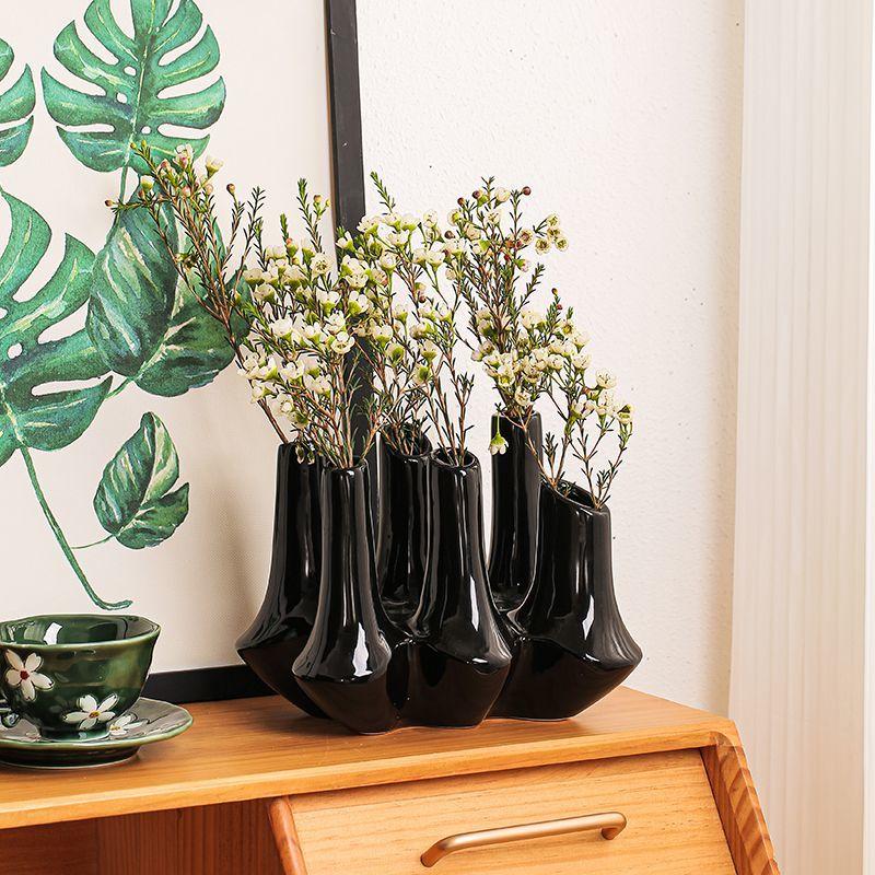 Modern Creative Handmade Ceramic Abstract Multi Mouth Vase Homestay Hotel Decoration Home Livingroom Entrance Furnishing Crafts