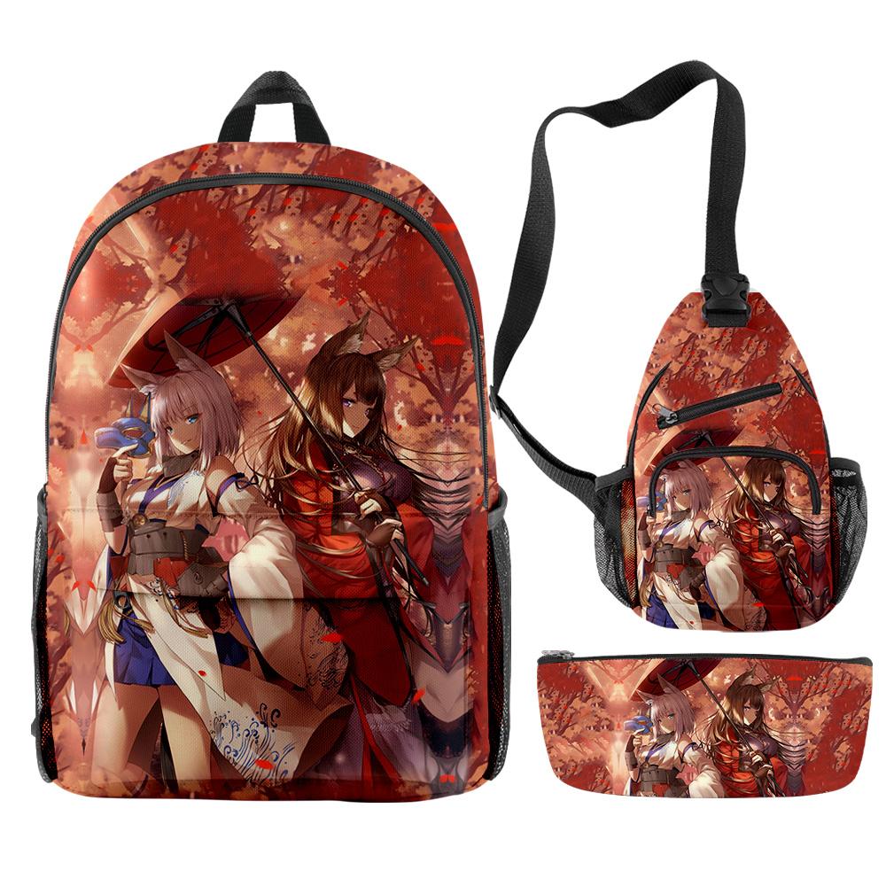 Classic Peculiar Novelty Cool Azur Lane Game 3D Print 3pcs/Set pupil School Bags Travel Laptop Backpack Chest Bag Pencil Case