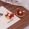 Exquisite Year of the Horse Red Glaze Rocking Horse Stud Earrings for Women – Unique, High-End Ear Jewelry