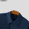 INCERUN Vintage Two Pieces Men Lapel Neck Short Sleeve T-Shirt Long Straight Pants Outfits
