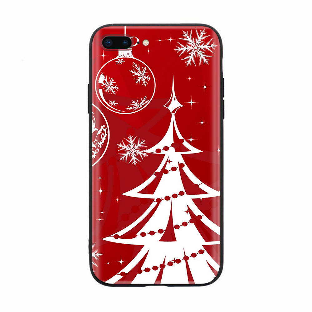 Black Case for Xiaomi Redmi 13C Note 9 iPhone XR 7 8 14 15 11 12 13 X XS Pro Max Samsung A25 S23 S24 FE Ultra Plus Christmas Tree
