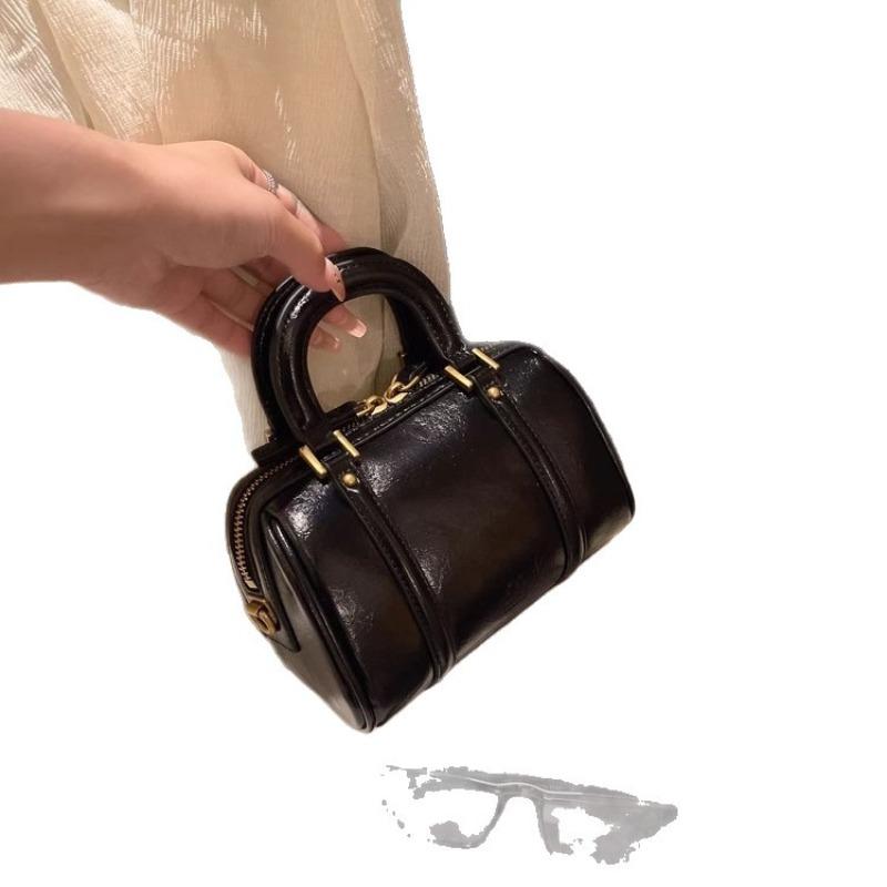 Advanced Retro Soft Leather Pillow Bag, Women's 2026 New Versatile Cylindrical Bag, Niche Light Luxury Hand-held Crossbody Bag