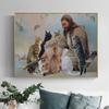 God Surrounded By Cats Angels Canvas Print Poster Jesus Wall Art Cozy Picture for Christian Gift Living Room Home Decor Cuadros