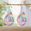 Pink Colorful Swirl Painting PU Leather Earrings For Women Creative Purple Marble Pattern Teardrop Earrings