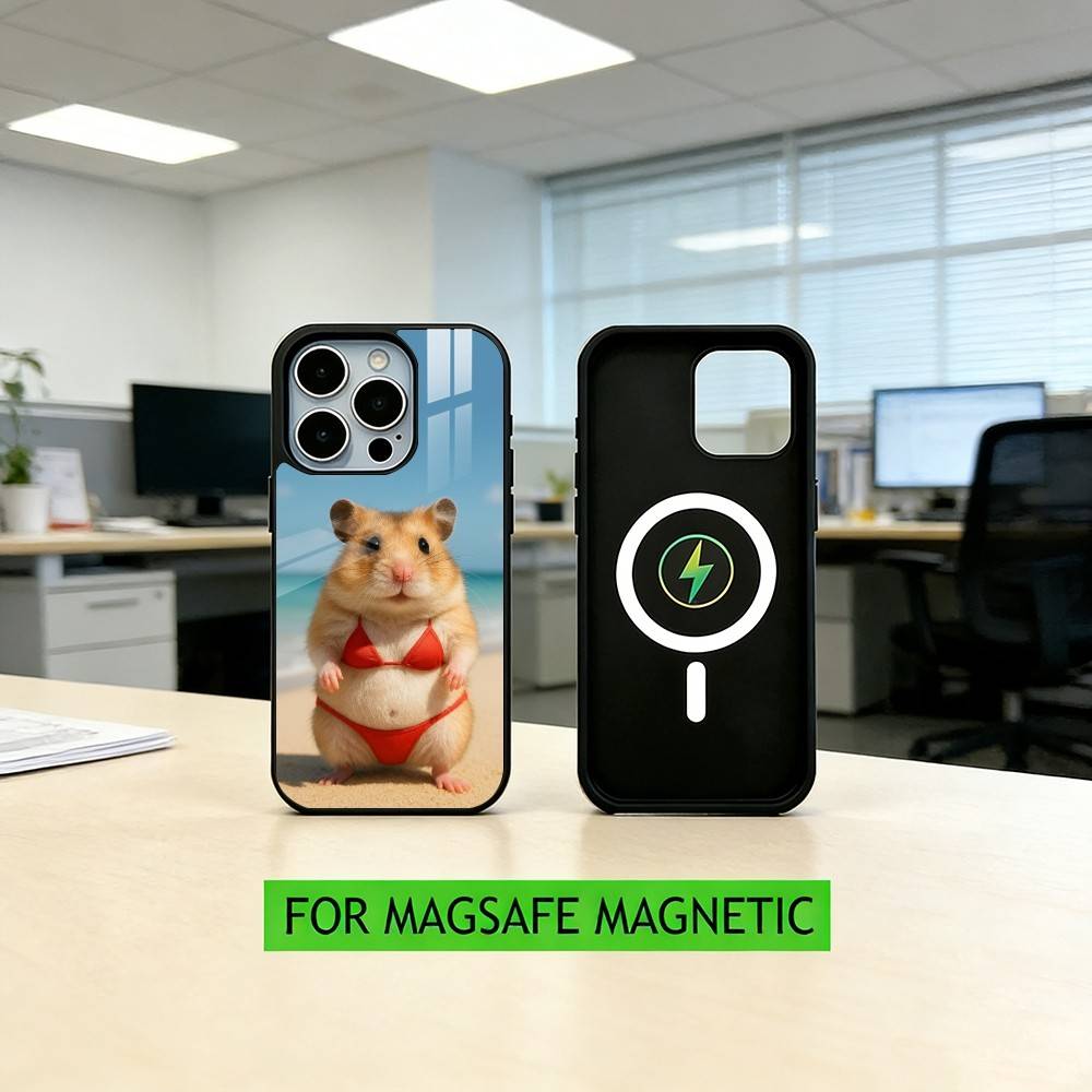 

Cute Animal fluffy Hamsters Phone Case For iPhone17,16,15,14,13,12,11 Plus,Pro Magnetic For Magsafe Wireless Charging iPhone13