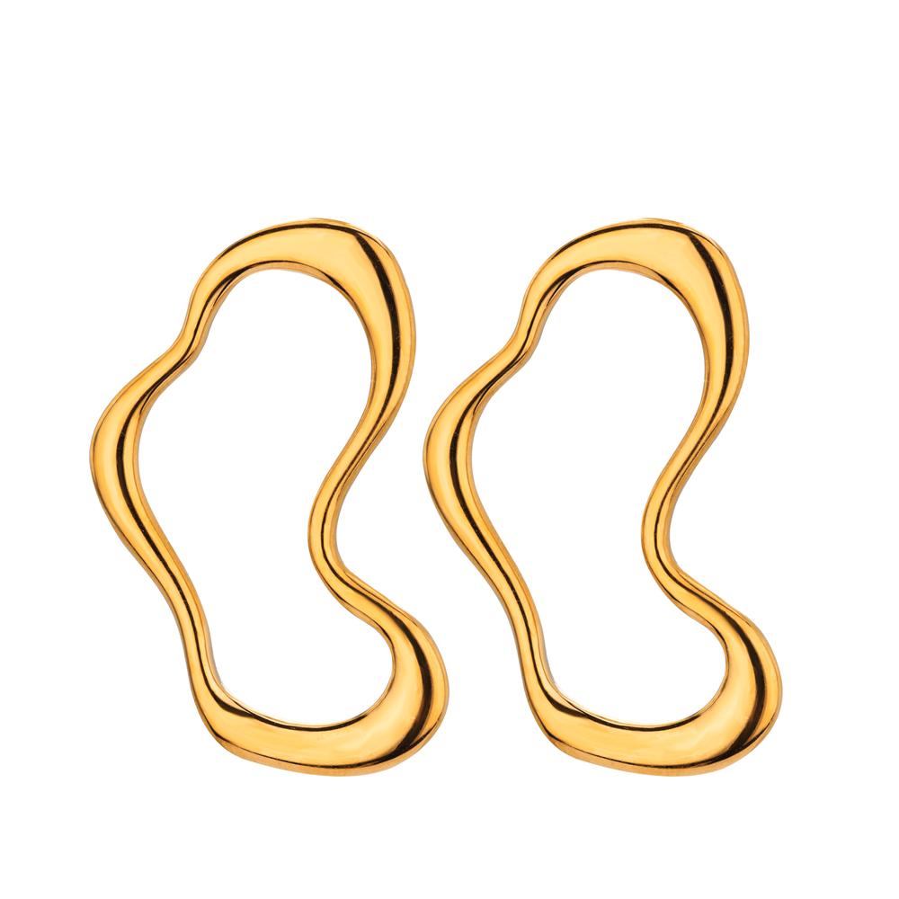 Irregular C Shaped Cute Stainless Steel Stud Earrings For Women Gold Color Wedding Aesthetic Irregular Texture Earring Jewelry