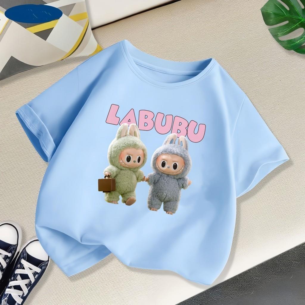 Fashion Cartoon Labubu Cute Printed Women's Short Sleeved T-shirt Summer Comfortable Children's Clothing Soft Round Neck Children's Top