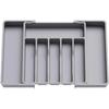 Cutlery Drawer Organiser, Expandable To 23 Inches Utensil Tray for Kitchen, Compact Plastic Storage for Spoons Forks Knives