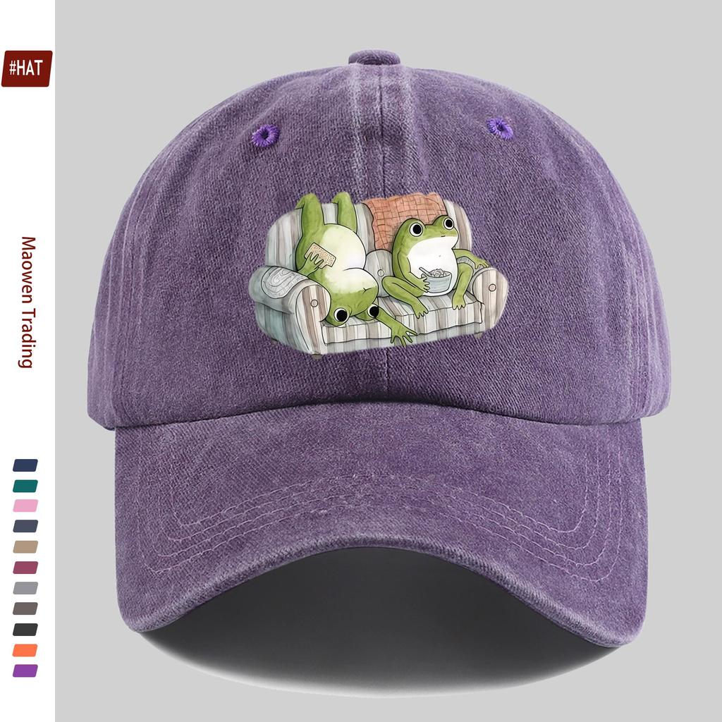 Pc Cute Casual Frog Print Baseball Cap Home Leisure Decorative Hat Fashionable Trendy Printed Papa Hat with Adjustable Stra