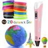 5M PLA Filament X 20 Colors 3D Printing Pen Set Doodle Printer Drawing Gift For Kids - Pink