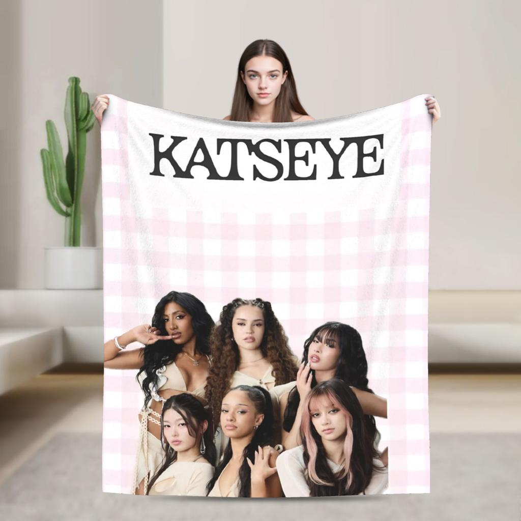 Katseye Kpop Girl Group Blanket Fleece Winter Multi-function Lightweight Thin Throw Blankets for Home Outdoor Rug Piece