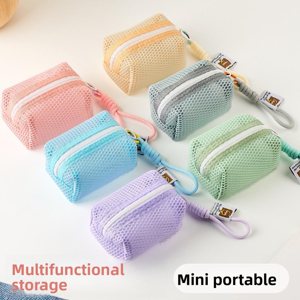 Dopamine Coin Purse Bag Storage Bag Portable Mini Storage Bag Mesh Small Cosmetic Bag Travel Small Bag