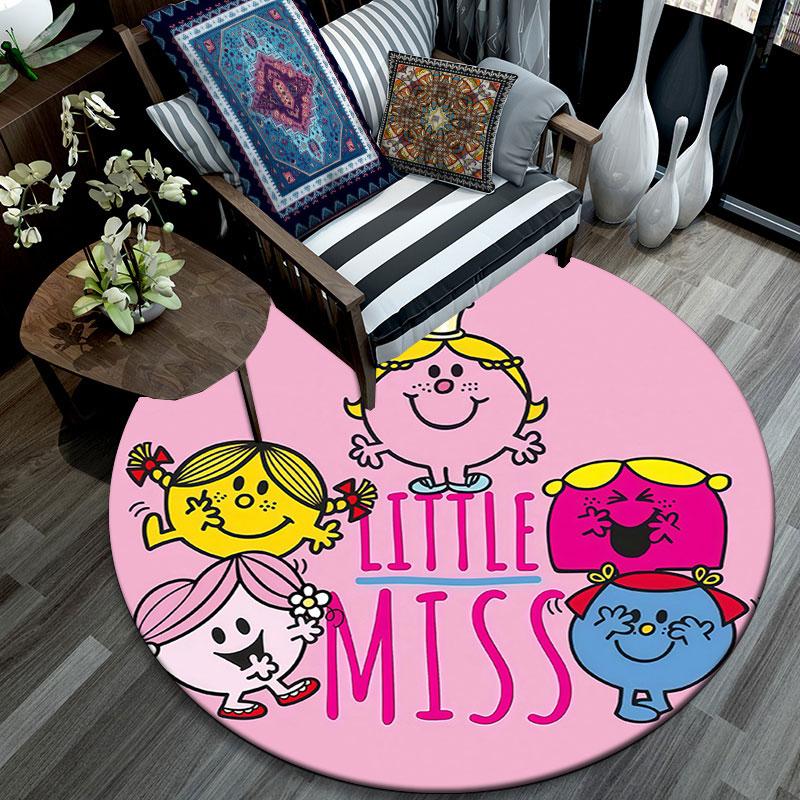 Mr. Men and Little Miss2,Round Area Rug,Carpet Rug for Living Room Bedroom Sofa Playroom Decor,Non-slip Floor Mat