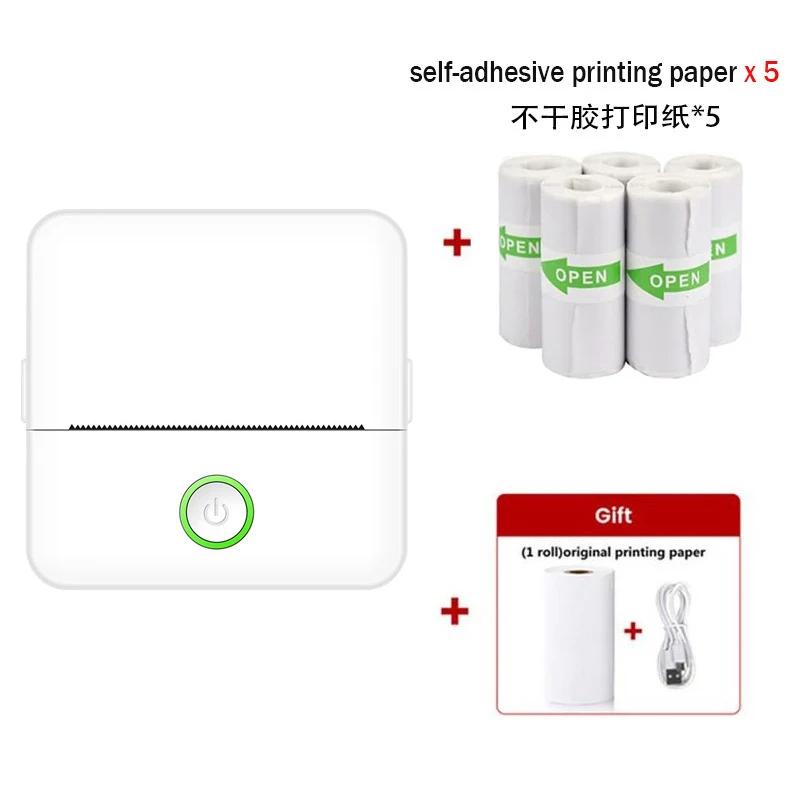 Portable Mini Printer Wireless Thermal Pocket Printers Self-Adhesive Paper for DIY Diary Stickers Quick Printing Conveniently
