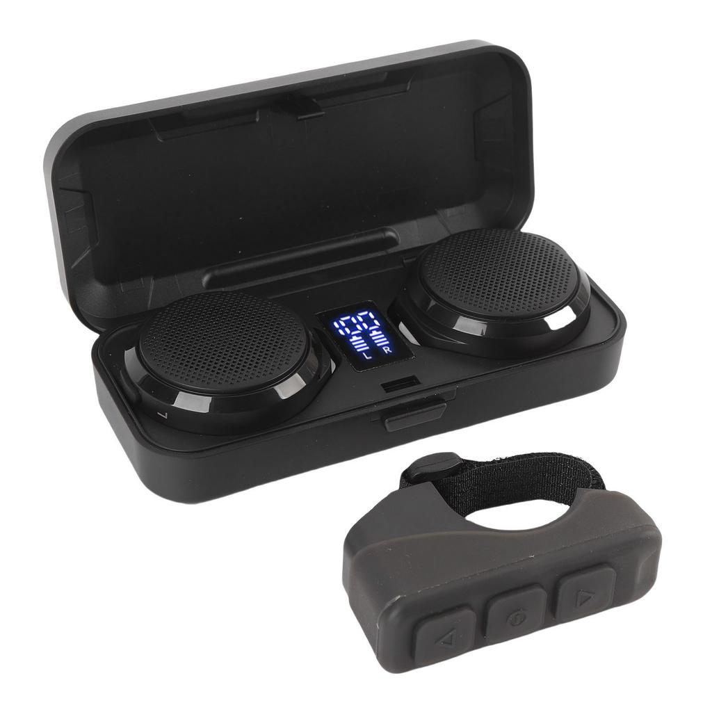Motorcycle Bluetooth Headset with Charging Case Remote Control 50 Hours Battery Life Wireless Helmet Speaker for