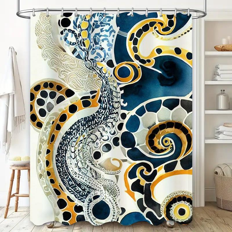 Colorful Fish Shower Curtain Printed Fabric Waterproof Bath Rug Decoration for Bathroom Home