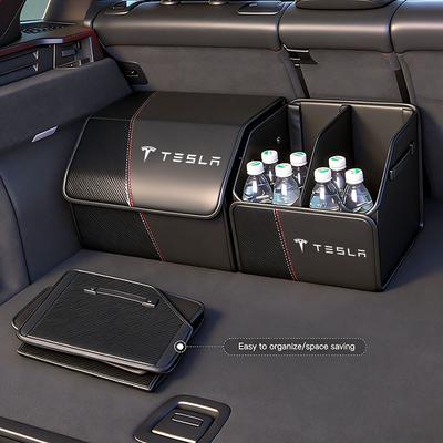 Car Trunk Organizer Box Suede Carbon Fibre Storage Bins For SpaceX Model 3 Y S X Y-Eur Highland Roadster Bonina Coil