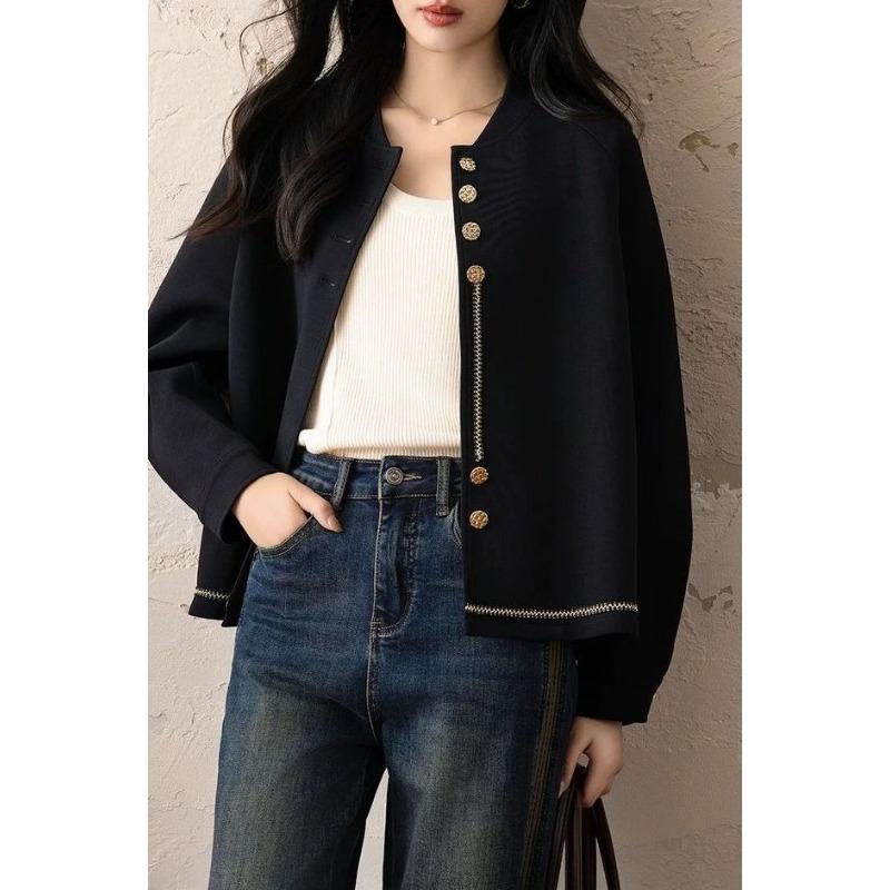 Solid Color Button Long Sleeve Round Neck Cardigan for Women Clothing Autumn Winter Fashionable Casual Elegant Coat Top
