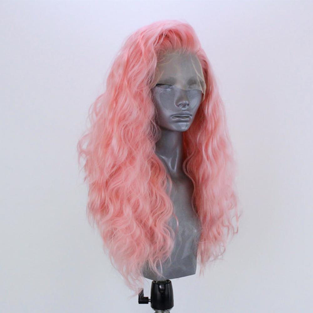 

Синтетические парики спереди для женщин, розовый парик для косплея, кружевной парик с глубокой волной, фронтальный парик, термостойкое волокно, бесклеевое волокно, для вечеринок, на каждый день