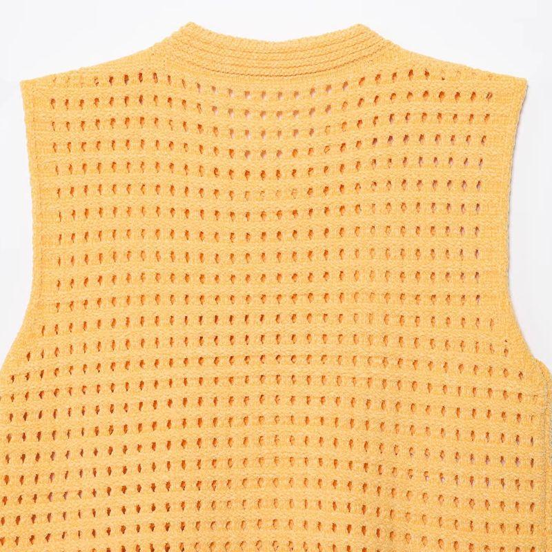 Araltay New Arrival Women's Clothing Fashion Style Fashion All-Match Simple Plaid Knitting Tassel round Neck Sleeveless Tops