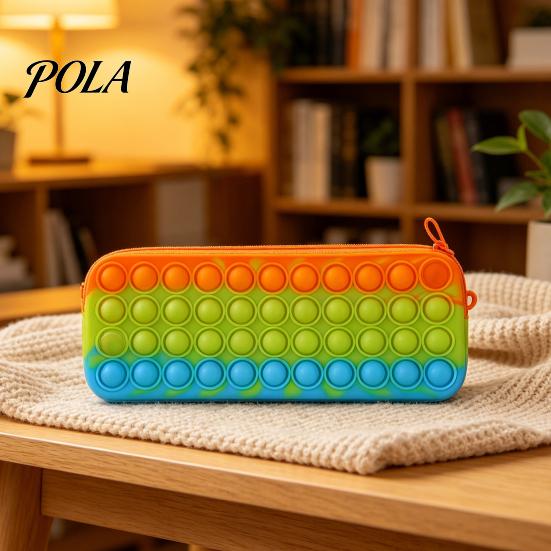 Relief Pencil Case Pop Case, Large Capacity Silicone Storage Bag, with Durable Pouch Bubble Toy Decompression Stationery for Kids School Office