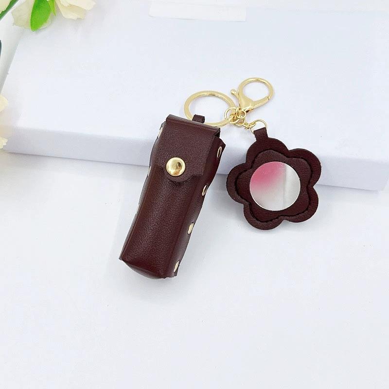 Portable Lipstick Mouth Red Envelope Gift Coin Purse Keychain Women Girls'Lipstick Storage Bag Fashion Storage Box with Mirror