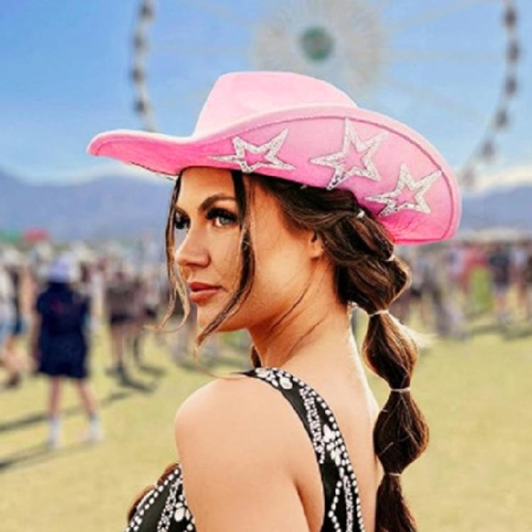 Rhinestone Woman Men Cowboy Hat for Christmas Elegant Ladies Prom Party Hat