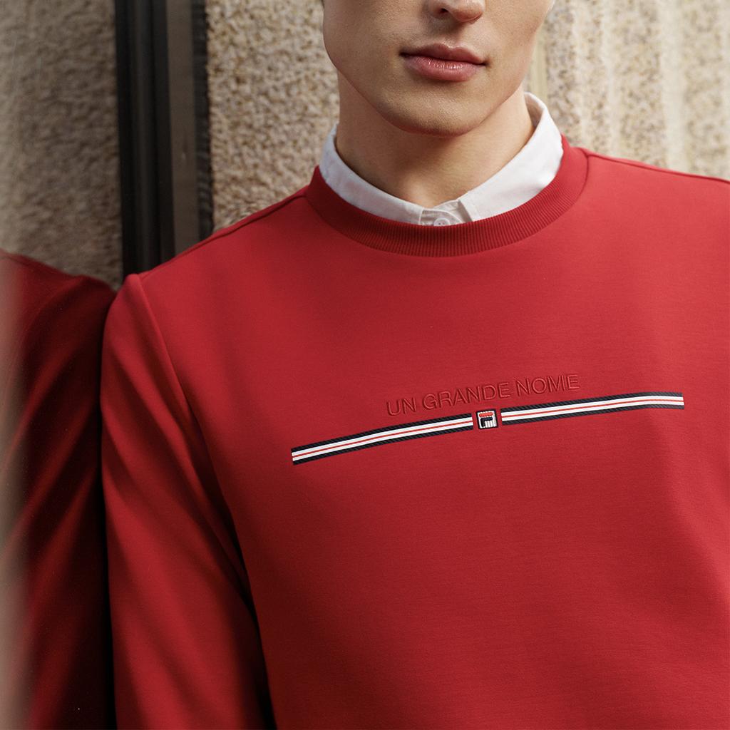 FILA Heritage Fashion Classic Retro Casual Versatile Soft Comfortable Crew Neck Pullover Sweatshirt Men sweatshirt Burgundy F11M618216FWI