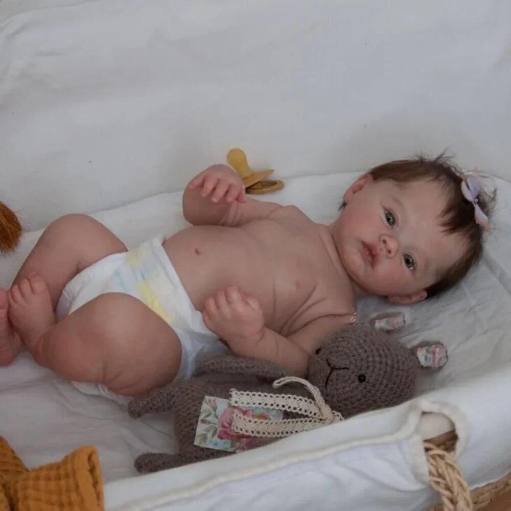 45cm Whole Body Silicone Viny Meadow Bebe Reborn Girl With Rooted Hair Handmade Lifelike Realistic Reborn Doll Toy For Children
