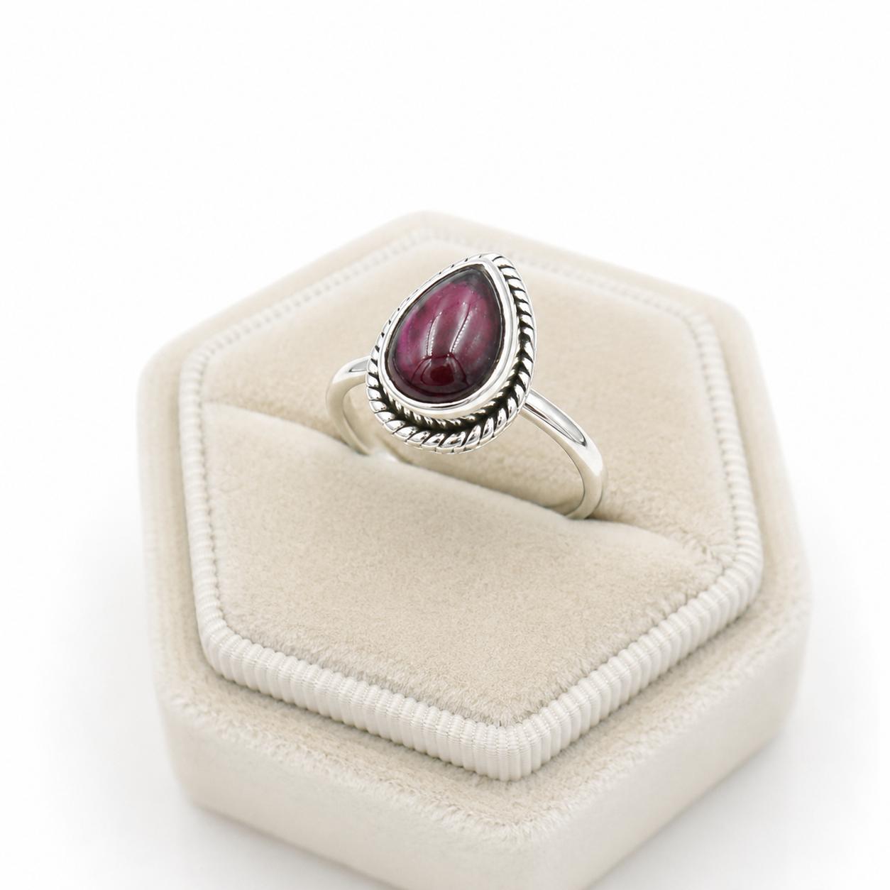 

Red Garnet Teardrop Ring in 925 Sterling Silver, Handmade Minimalist Gemstone Ring, Everyday Wear Jewelry 12