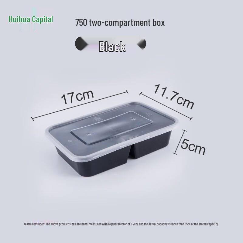 HUIHUADU Disposable 2-Compartment Meal Prep Containers