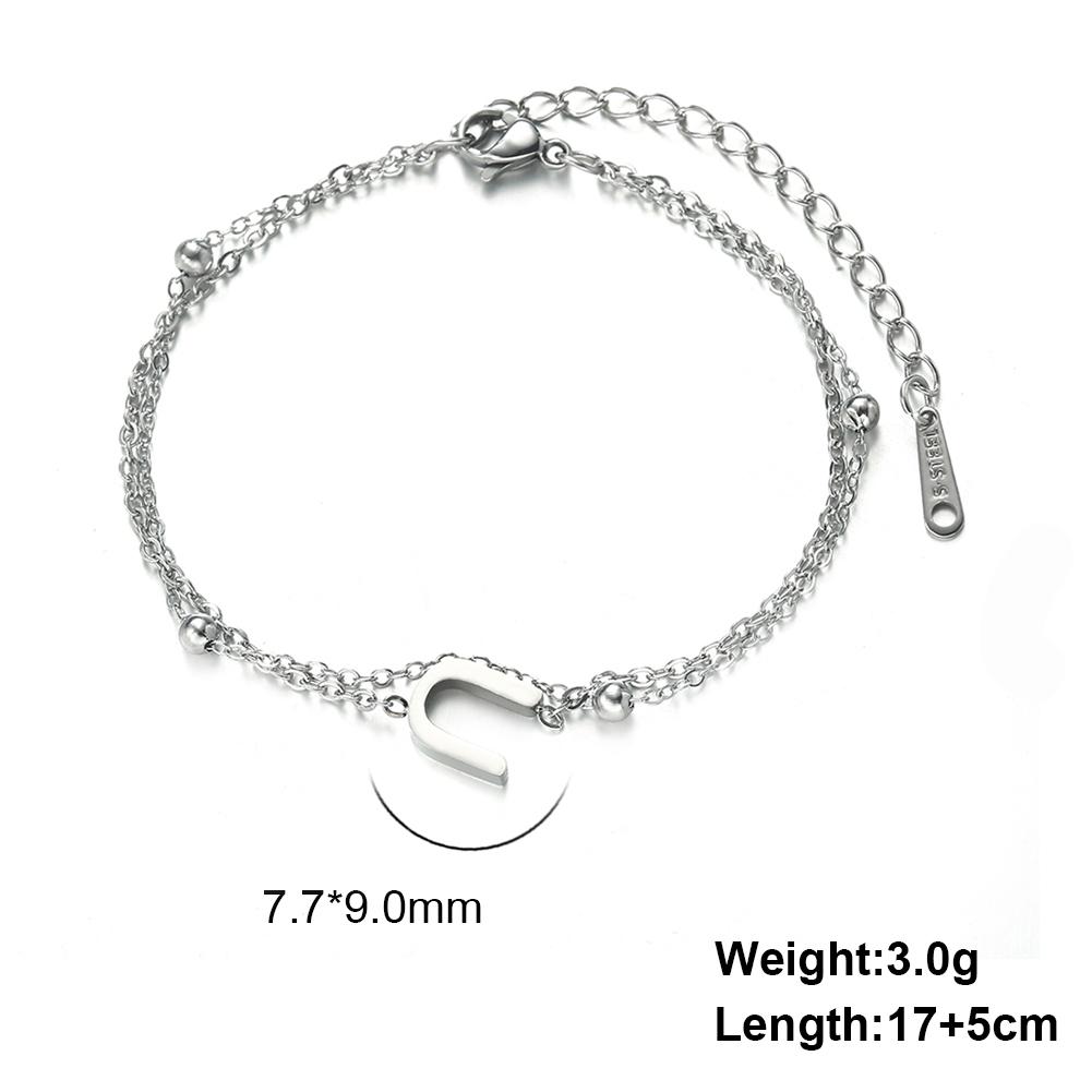 Dreamtimes 26 Alphabet Letter Charm Bracelet Silver Color Chain Initial Bracelets For Women Jewelry Adjustable Birthday Gift