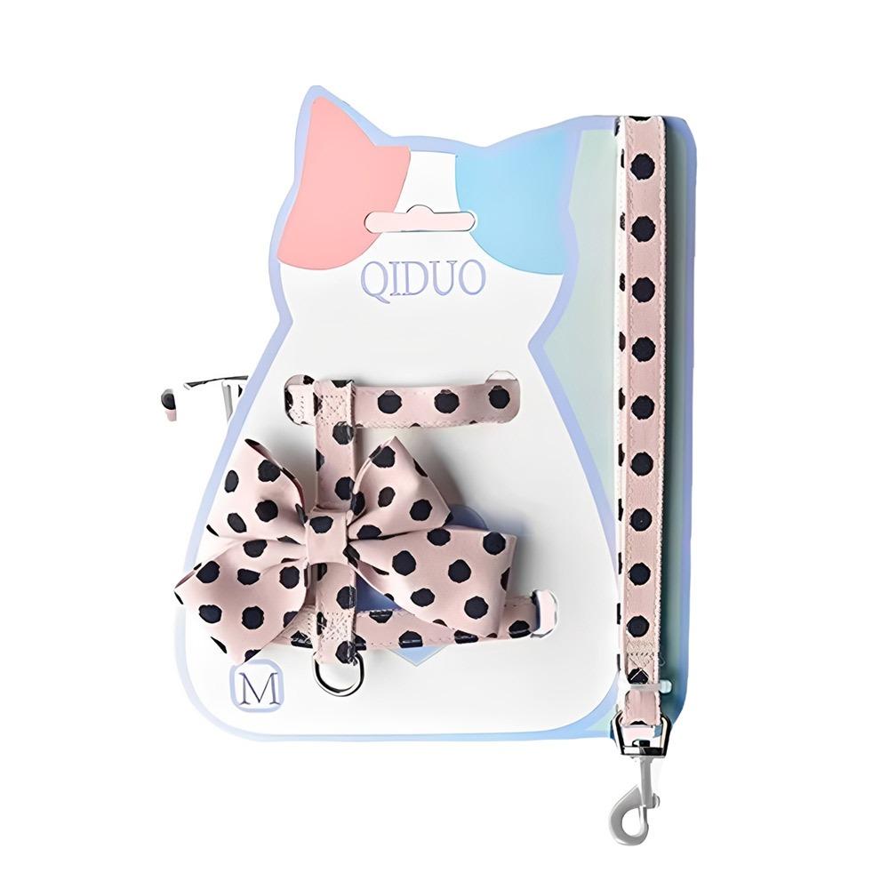 

Polka Dot Pet Vest Harness Bowknot Puppy Collar Leash Cute Pet Traction Rope Pet S
