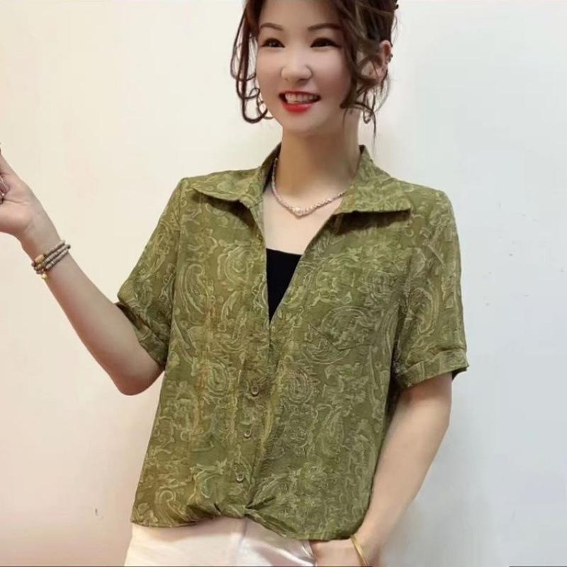 

Spring & Autumn Apparel: Loose-Fit Shirts, Lightweight Jackets, and Tops for Middle-Aged & Elderly Women 3XL зелений