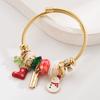 Fashionable Pan Family Christmas-themed Stainless Steel Charm Bracelet Diamond Pendants Featuring Christmas Tree Santa Hat