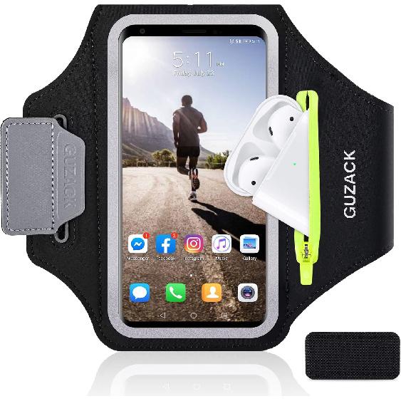 GUZACK Running Armband for iPhone 18 Pro Max 17 16 15 14 13, Galaxy S26/S25/S24/S23, with Card Slot & Key Pockets, Sports Arm Bands Cell Phone Holder