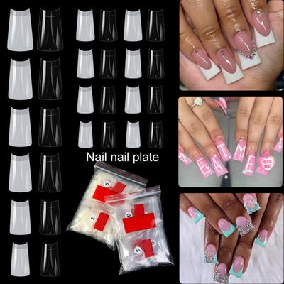 500Pcs Fake Nails Easy To Paste Removable Long Lasting Full Cover Wide French FALSE Nail Extension Tips Duck Feet Style