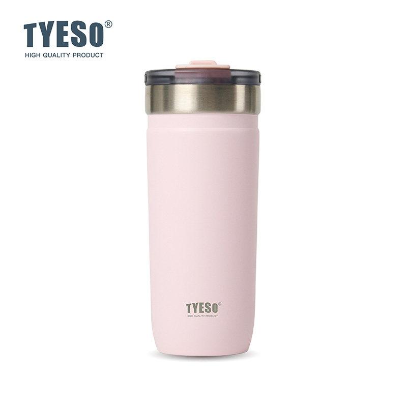Tyeso 710ml Minimalist Matte Insulated Water Bottle Stainless Steel Portable Tumbler with Straw Leakproof Car Mug for Daily Use
