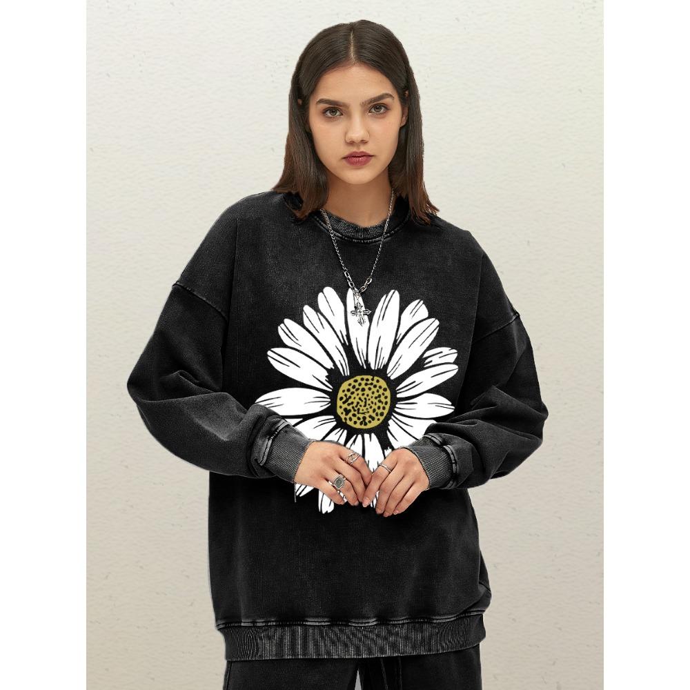 

Простые Красивые Женские Толстовки с Принтом Подсолнуха, Осенние Теплые Пуловеры, Хлопковая Свободная Спортивная Одежда 3XL