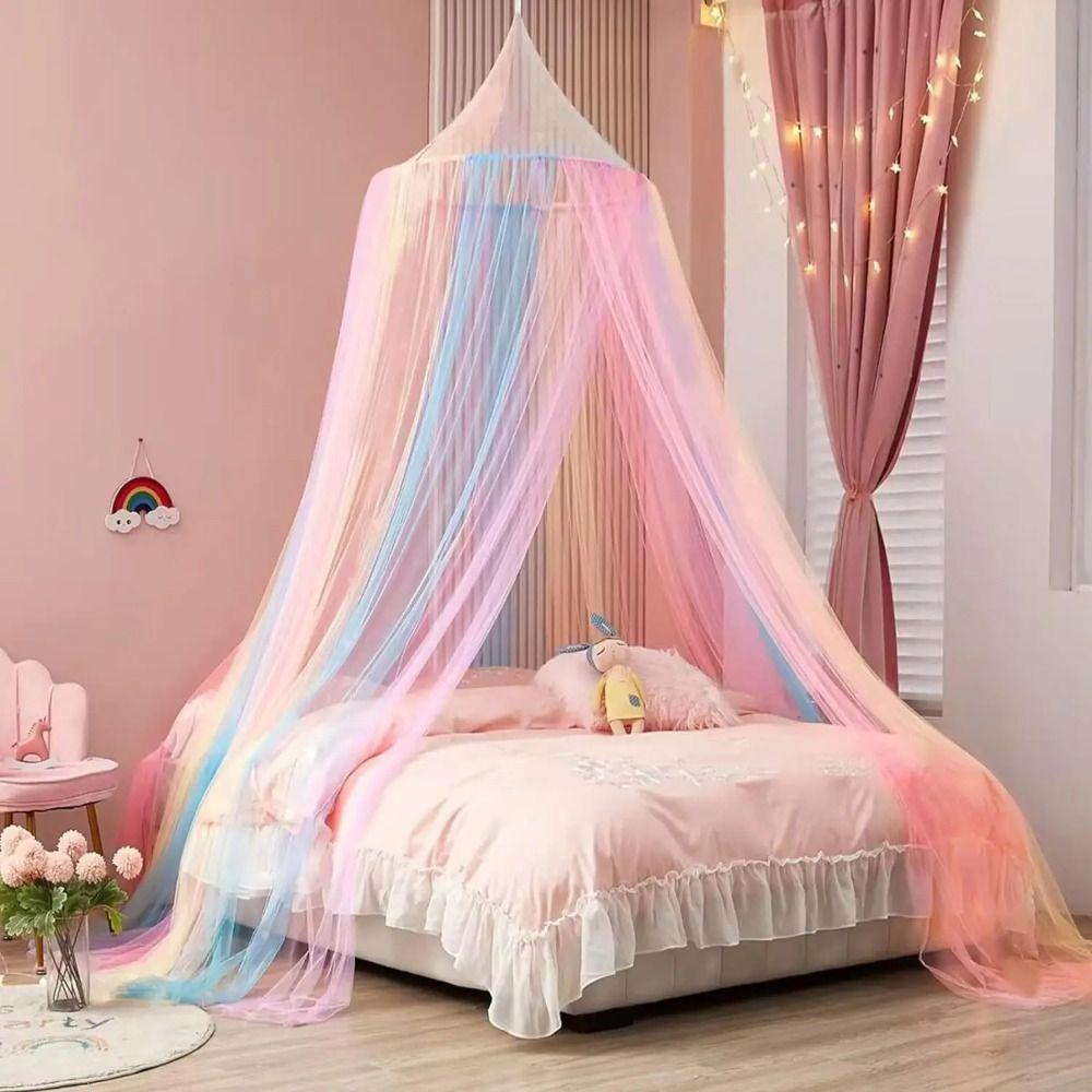 Princess Style Dome Mosquito Net Rainbow Color Bed Tent Universal Bed Canopy  Summer