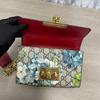 [Pre-Owned] Padlock Metal Lock Buckle Bag GG Blooms Logo Geranium Print Canvas And Leather Box Bag Chain Shoulder Crossbody Bag S - Very Good #19AOBGS