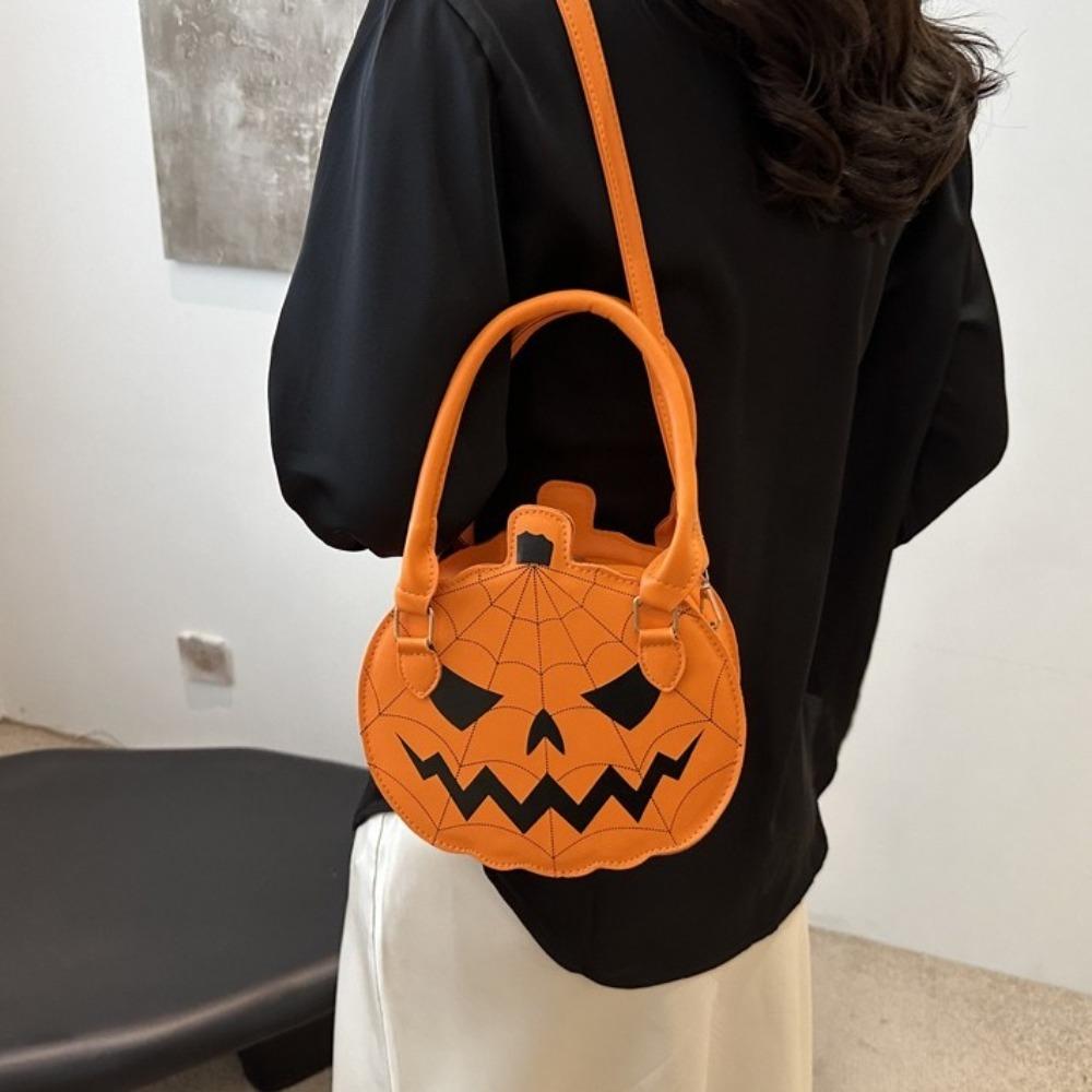 Skull Pumpkin Shape Bag Round Ghost Handbag Fashion Halloween Shoulder Bag  Women