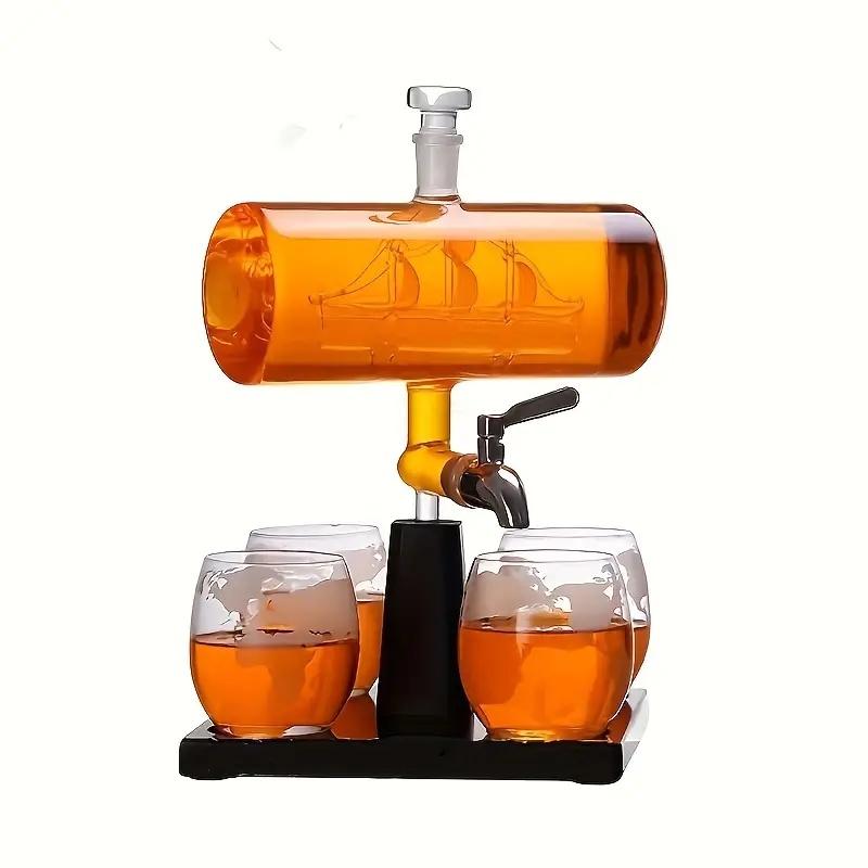 

1 набор графина для виски и вина 37 унций, в набор входят 4 сферических стакана для питья, крутой диспенсер для ликера для бара