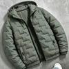 Veste à capuche épaisse et chaude pour homme, Manteau d'hiver matelassé géométrique rembourré avec poches zippées et poignets élastiques pour l'extérieur, les voyages et le quotidien