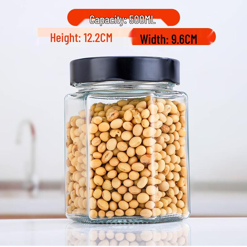 ZISIZ 500ml Transparent Glass Storage Jars, Set of 5