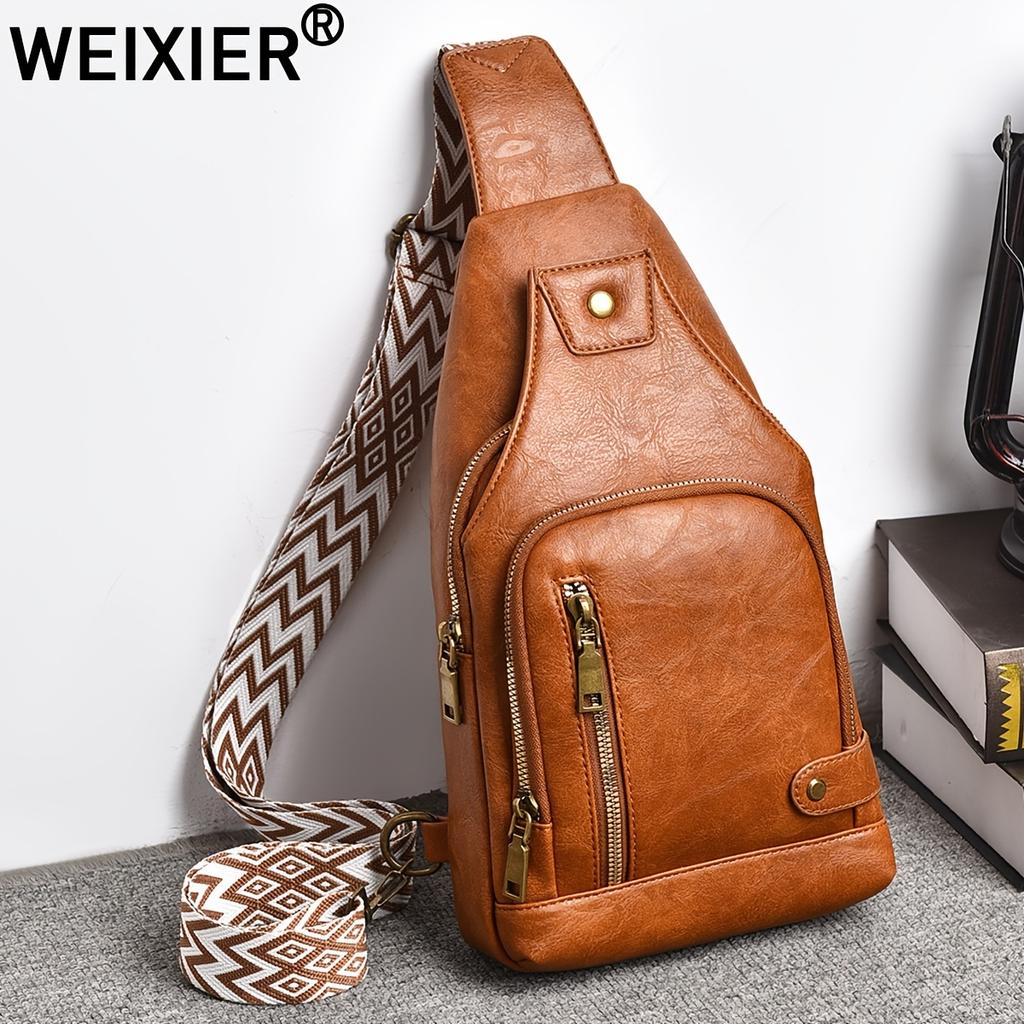 WEIXIER Pánská taška, náprsní crossbody taška, trendy vodoodpudivá jednoduchá a lehká, hrudní taška s vyztuženou přezkou