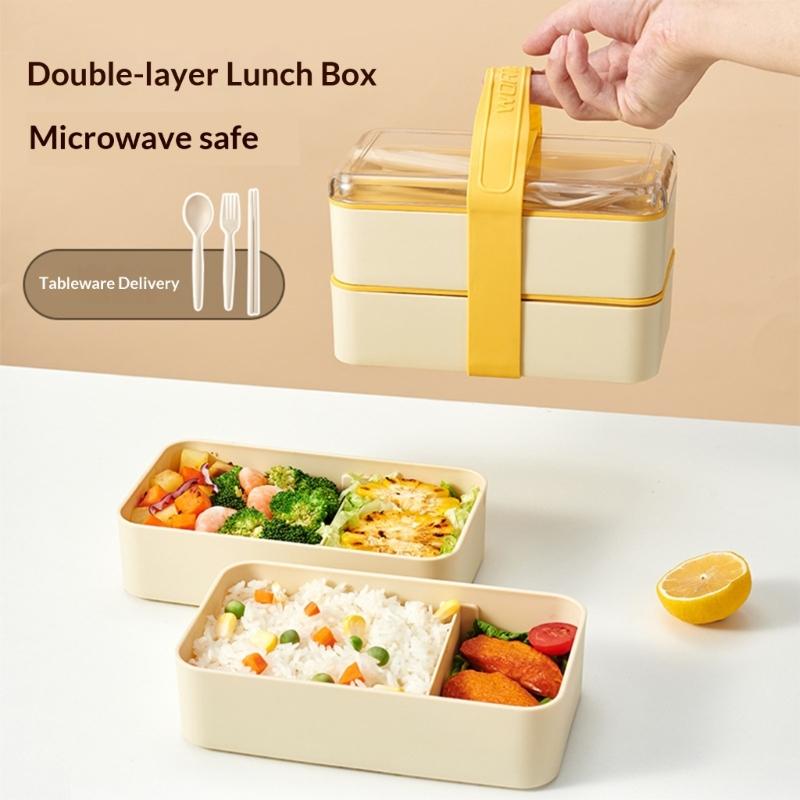 Plastic Bentos Container Leakproof Seal Compartmentalized Design Lunch Box Utensils Included for School Office Use