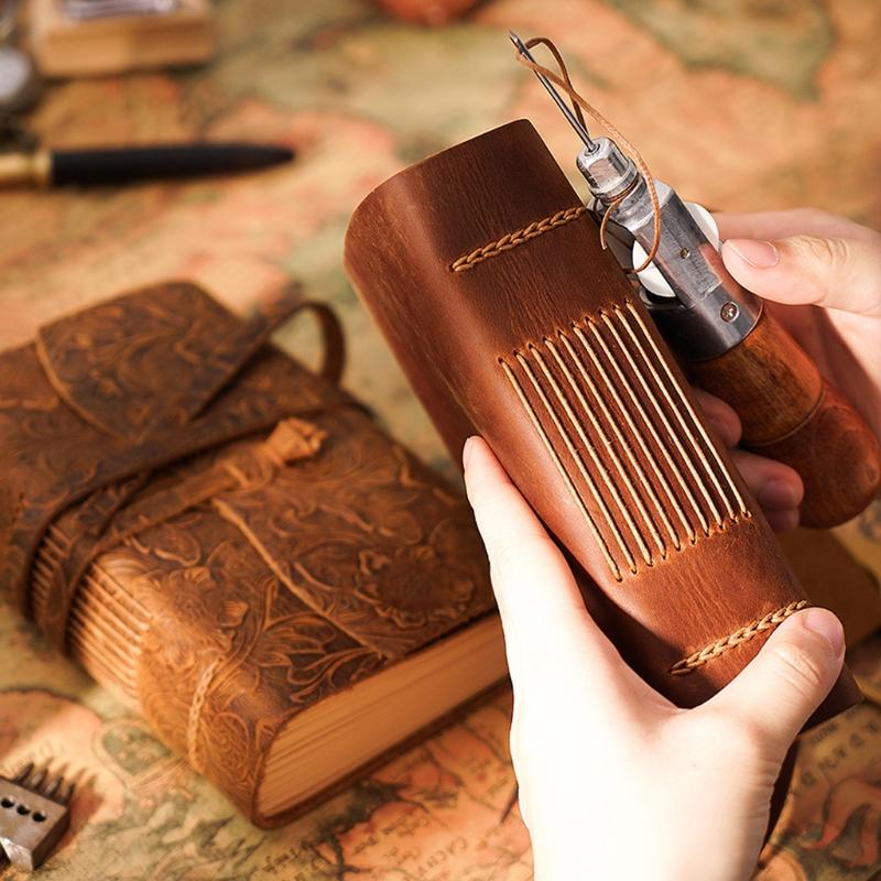 Exquisite Retro Leather Notepad Notebook Antique Leather Diary Handmade Leather Bound Sketchbook Embossed Floral Cover